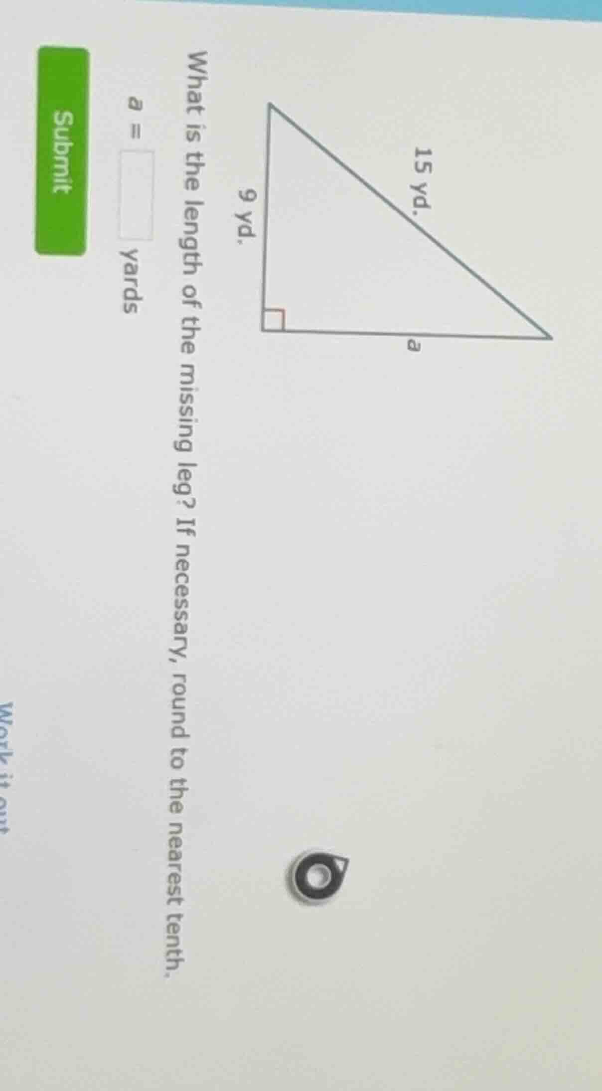 what is the length of the missing leg? if necessary, round to the neare…