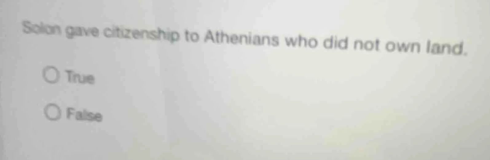 solon gave citizenship to athenians who did not own land. true false