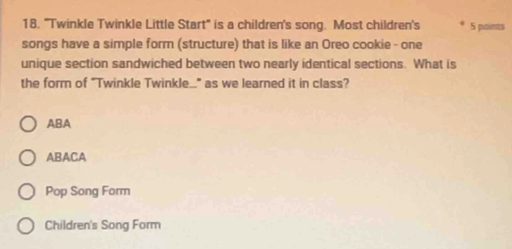 18. \twinkle twinkle little start\ is a childrens song. most childrens …