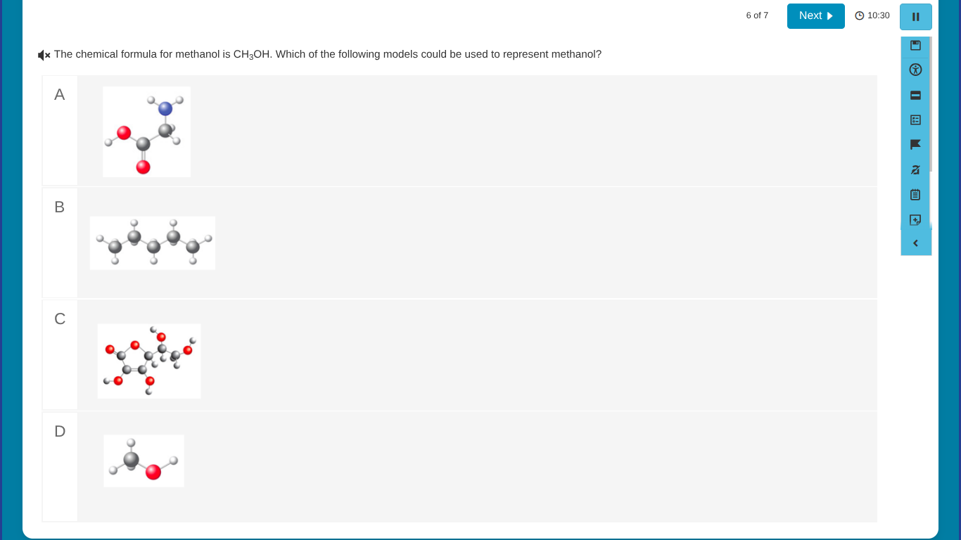 the chemical formula for methanol is ch₃oh. which of the following mode…