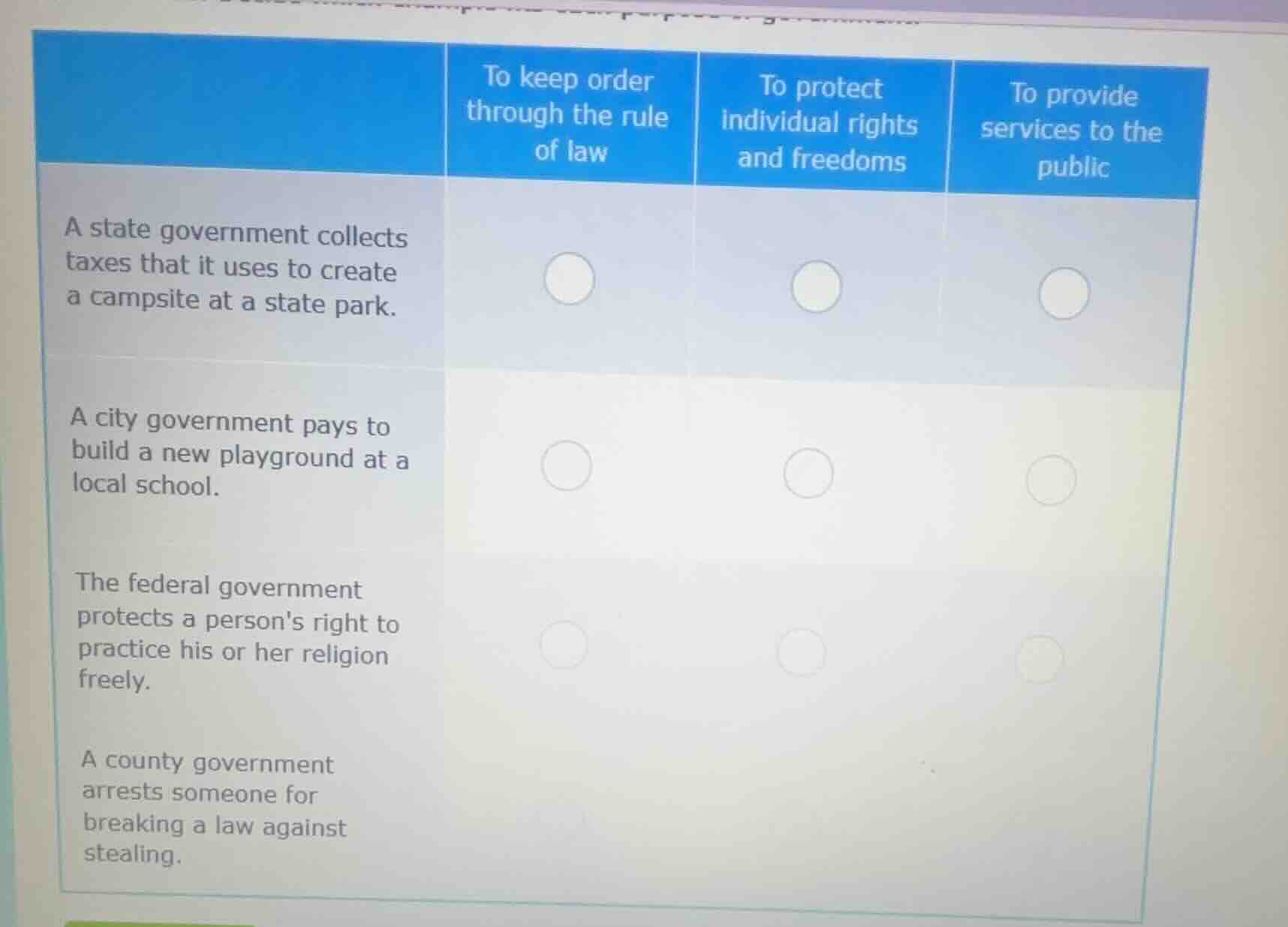 a state government collects taxes that it uses to create a campsite at …