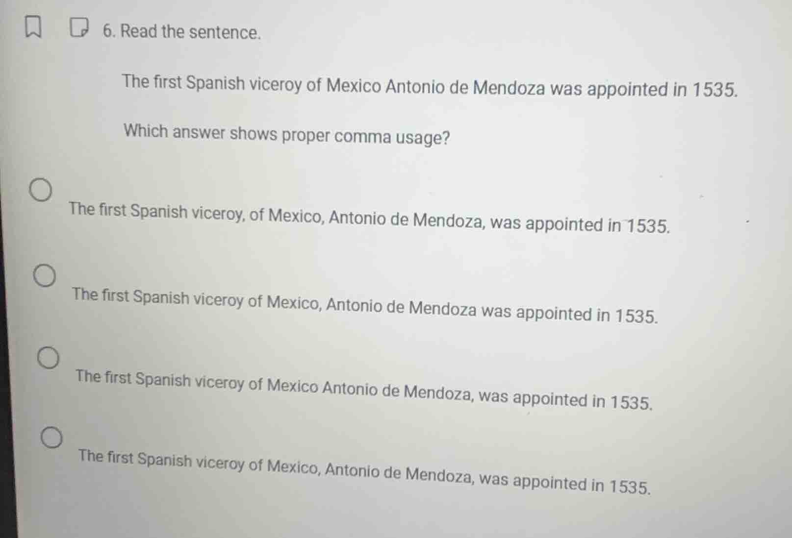 6. read the sentence. the first spanish viceroy of mexico antonio de me…
