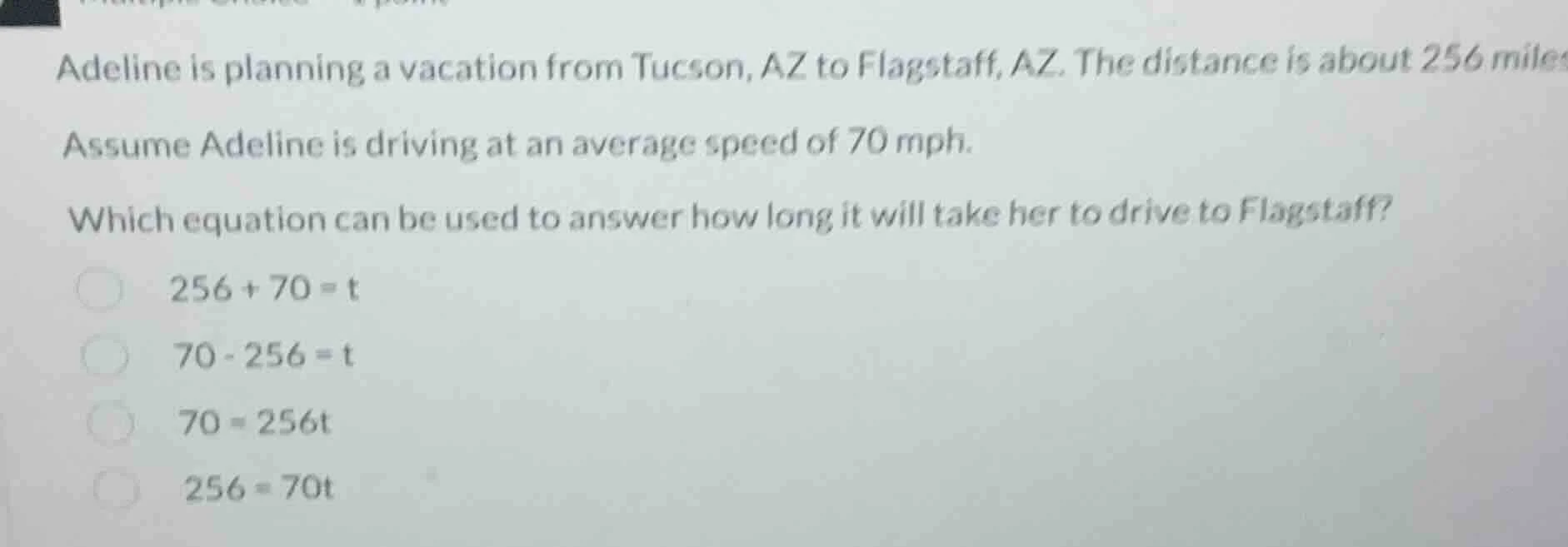 adeline is planning a vacation from tucson, az to flagstaff, az. the di…