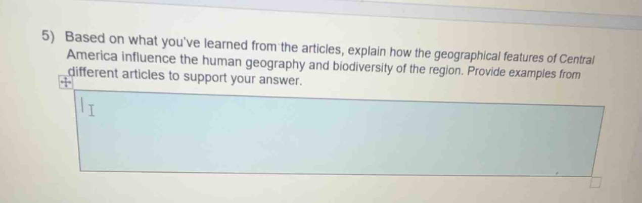 5) based on what youve learned from the articles, explain how the geogr…