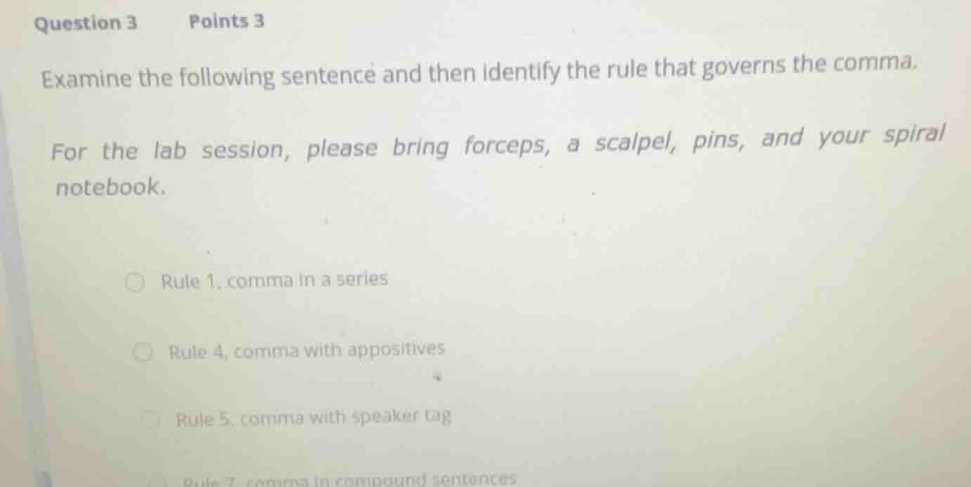 question 3 points 3 examine the following sentence and then identify th…