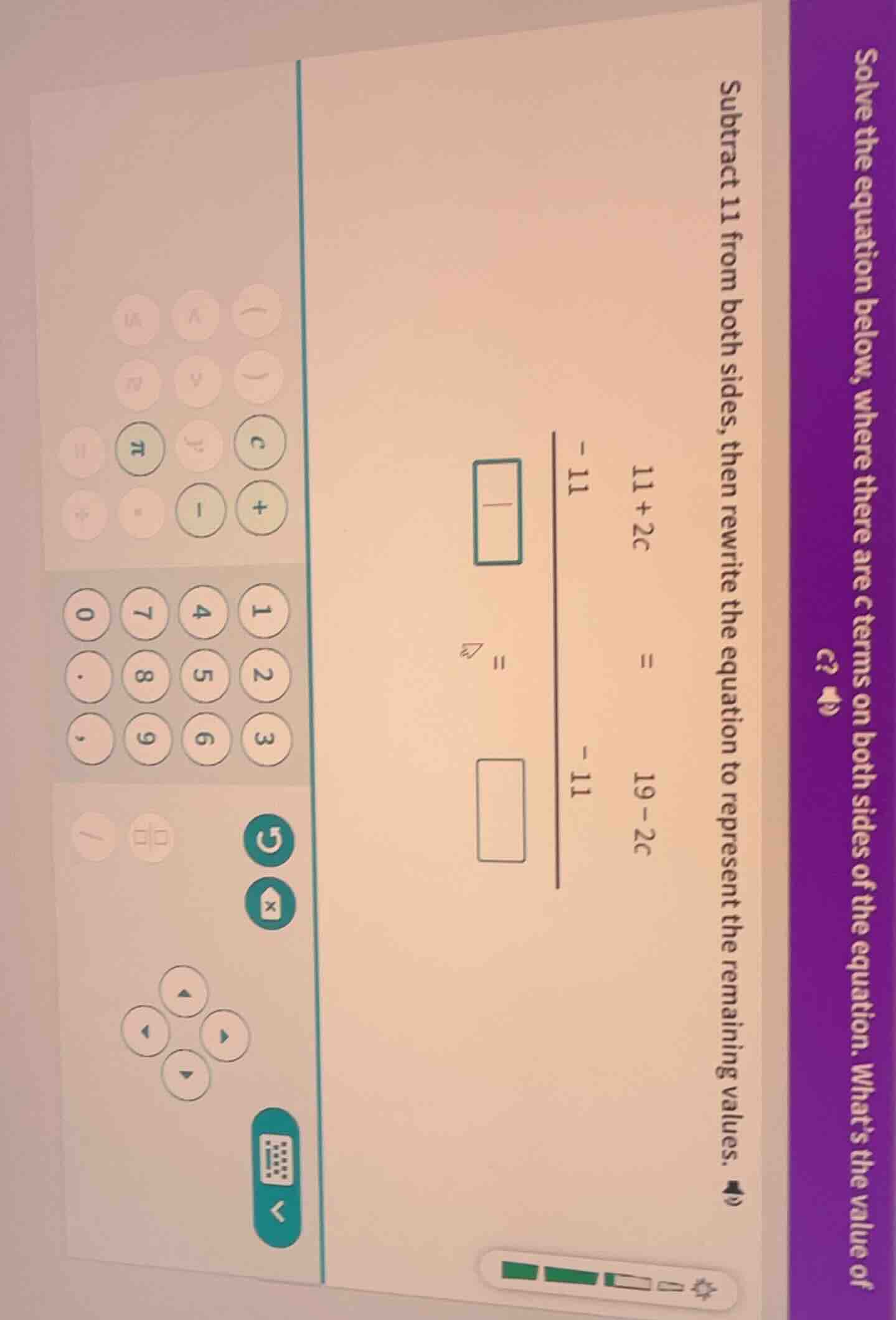 solve the equation below, where there are c terms on both sides of the …