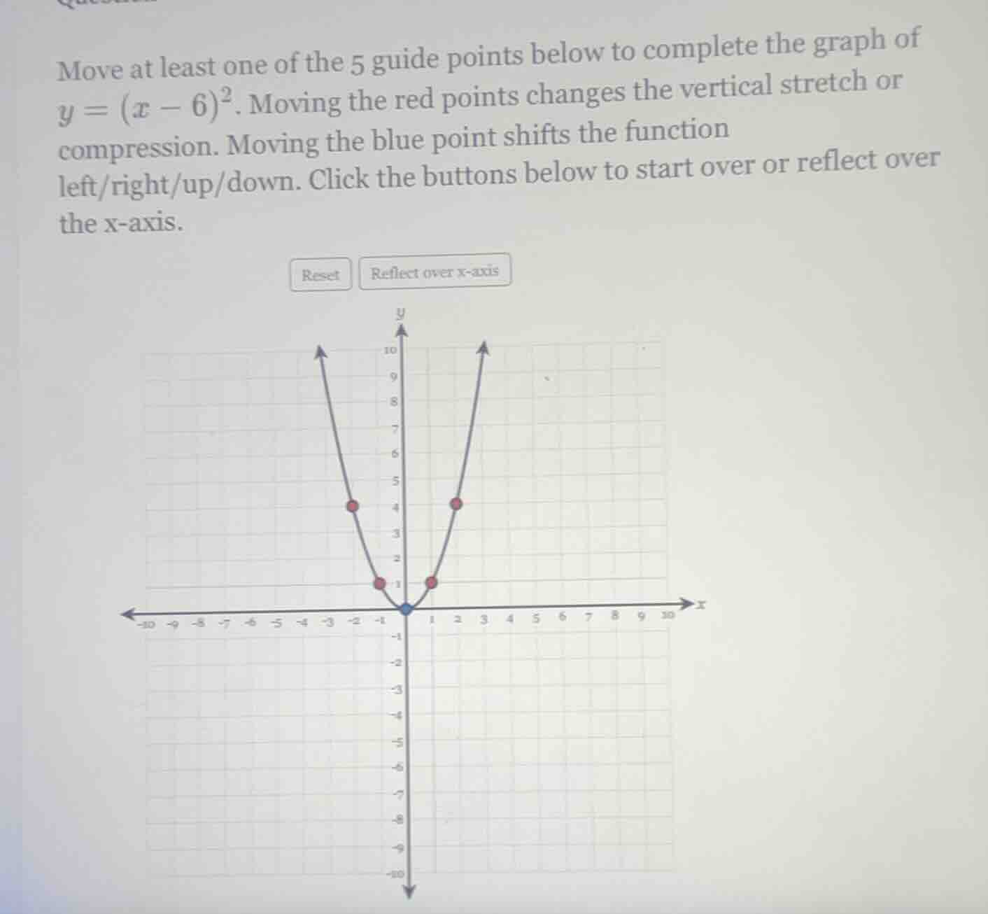 move at least one of the 5 guide points below to complete the graph of …