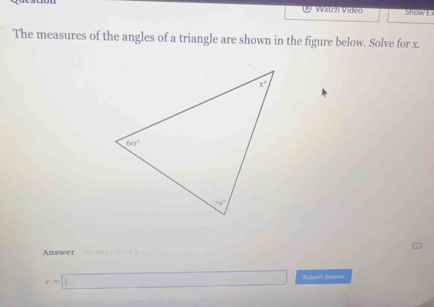the measures of the angles of a triangle are shown in the figure below.…