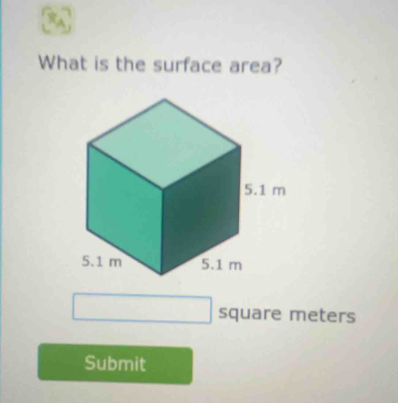 what is the surface area? 5.1 m 5.1 m 5.1 m