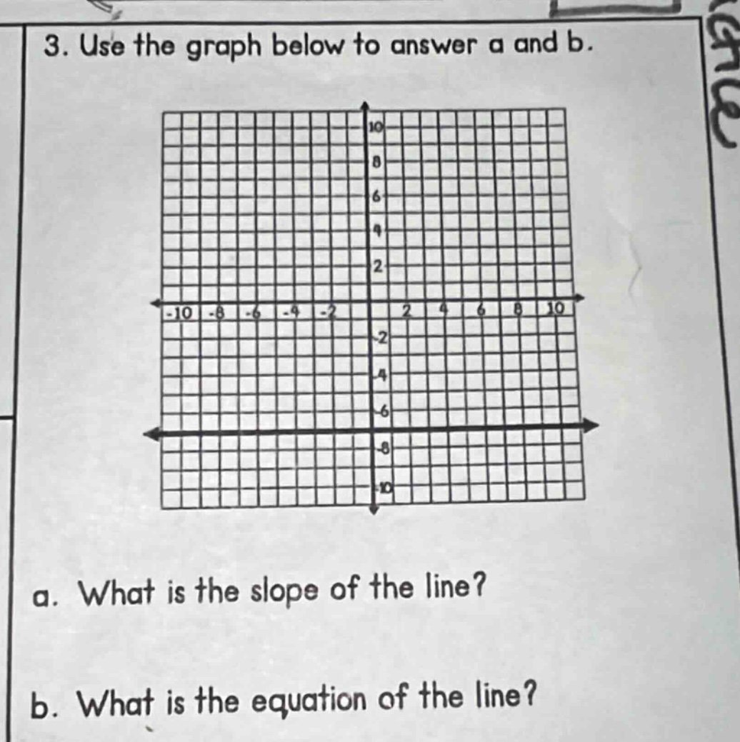 3. use the graph below to answer a and b. a. what is the slope of the l…