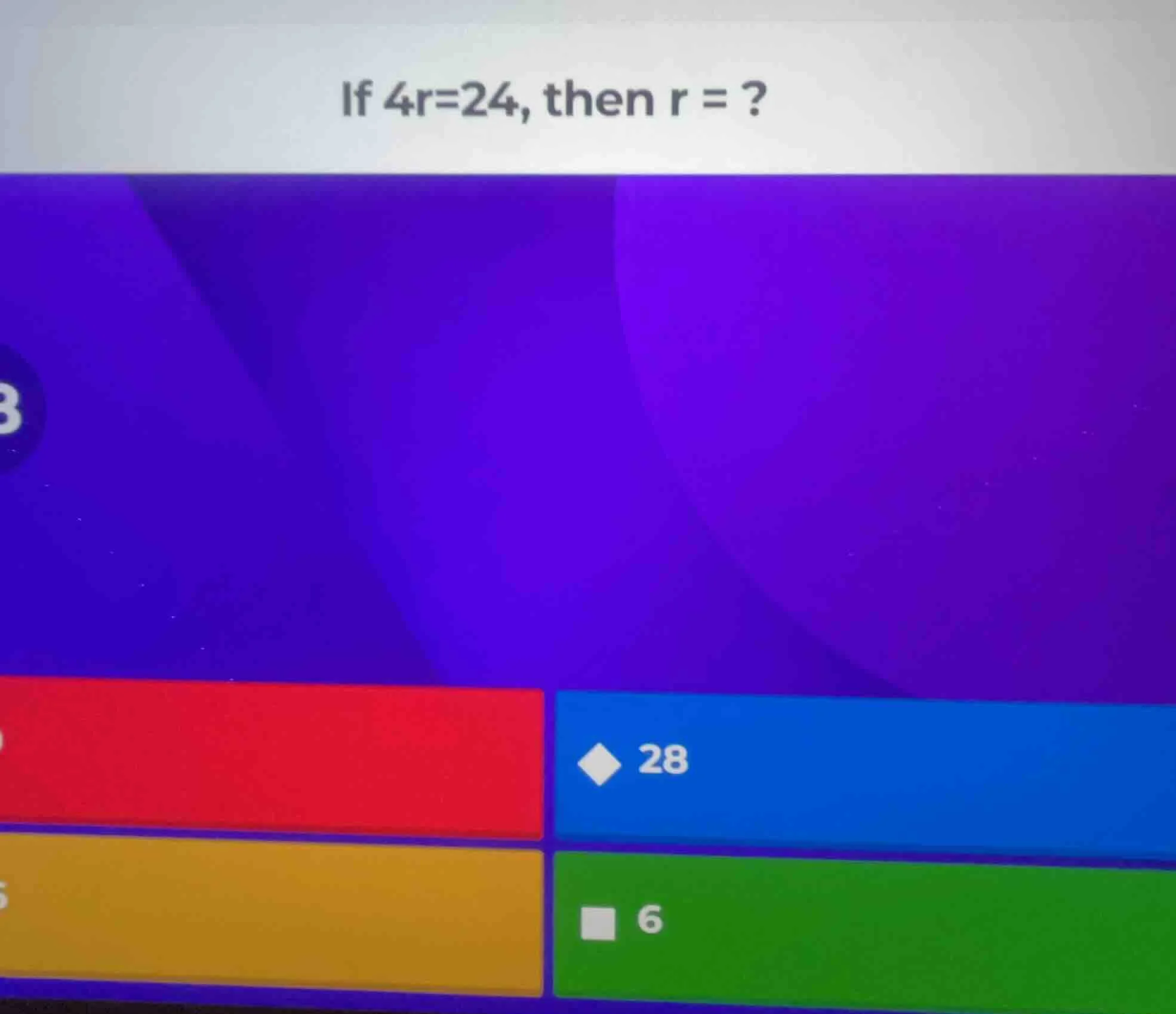 if 4r=24, then r = ?
