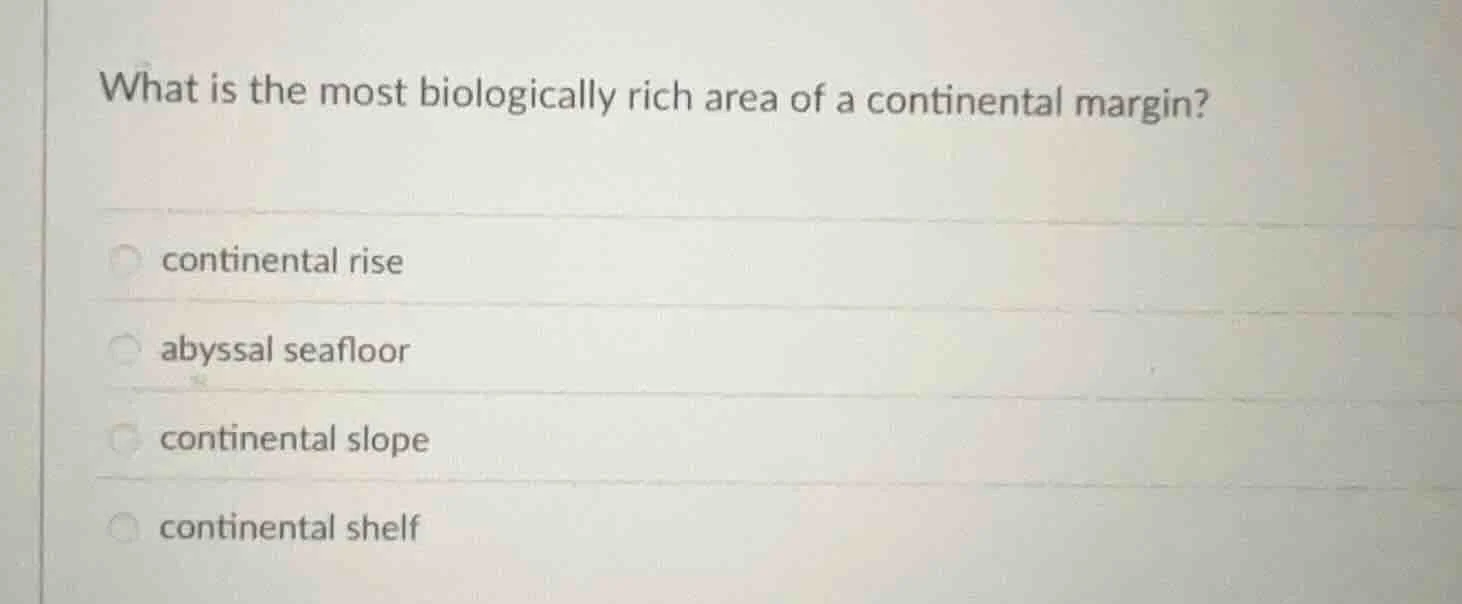 what is the most biologically rich area of a continental margin? contin…