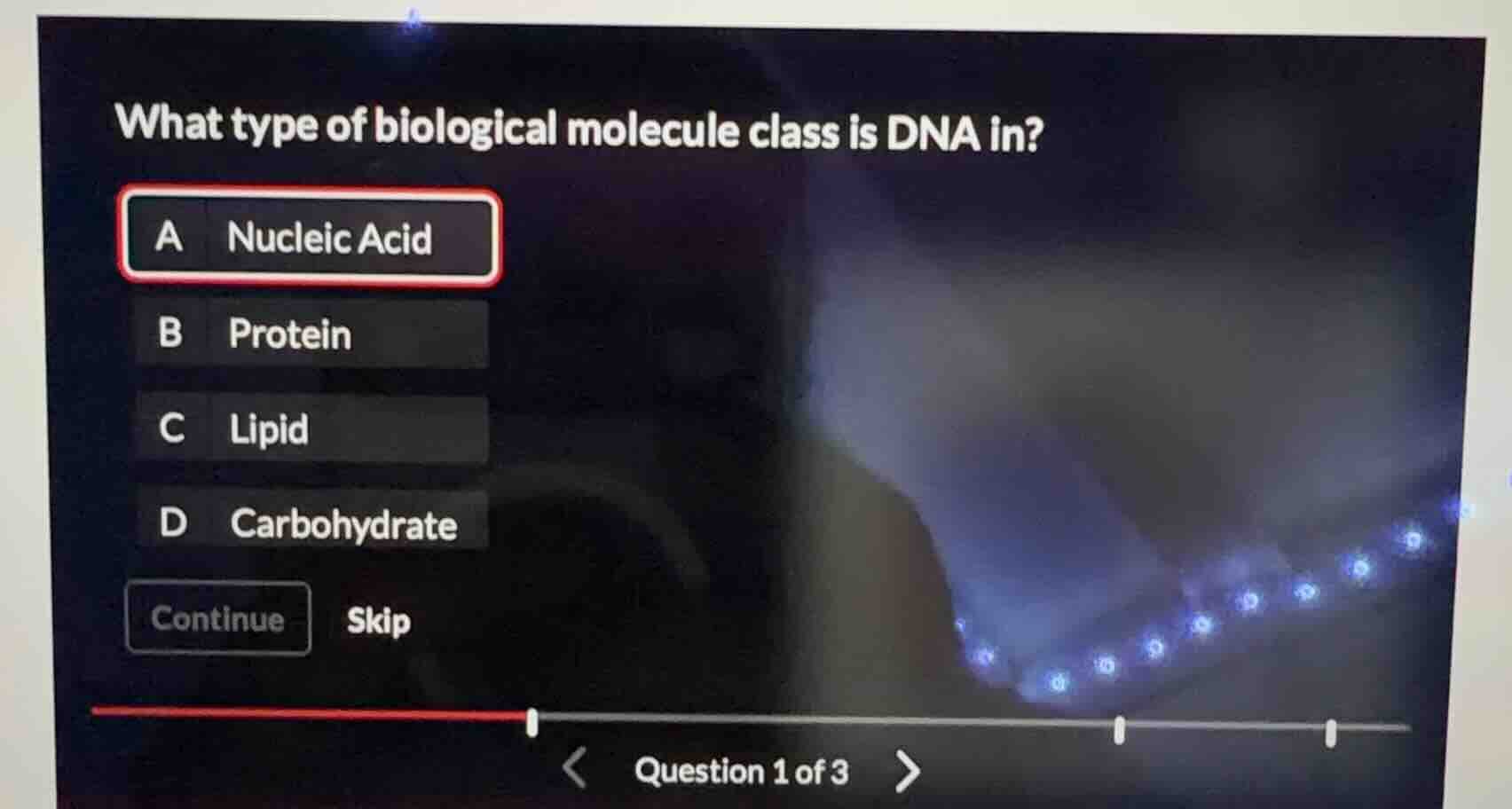 what type of biological molecule class is dna in? a nucleic acid b prot…
