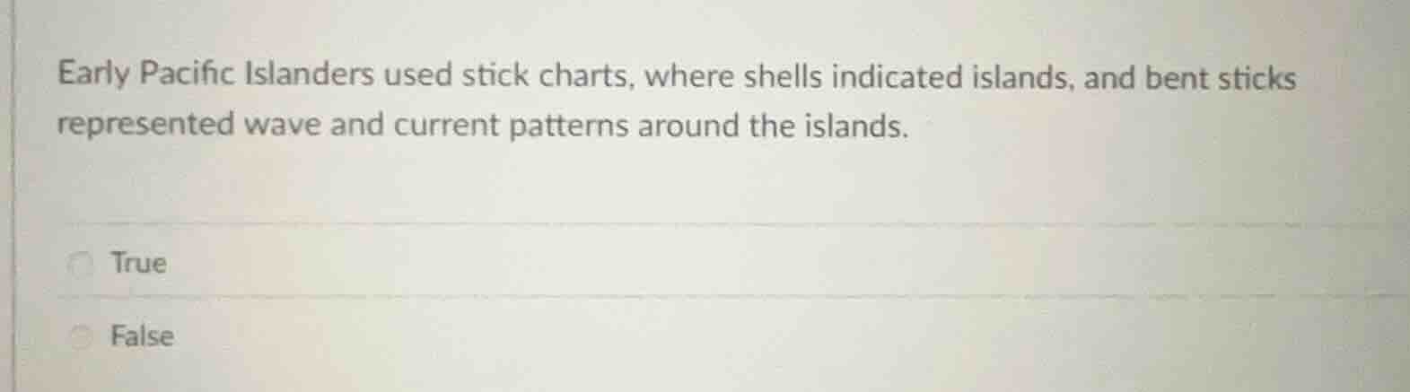 early pacific islanders used stick charts, where shells indicated islan…