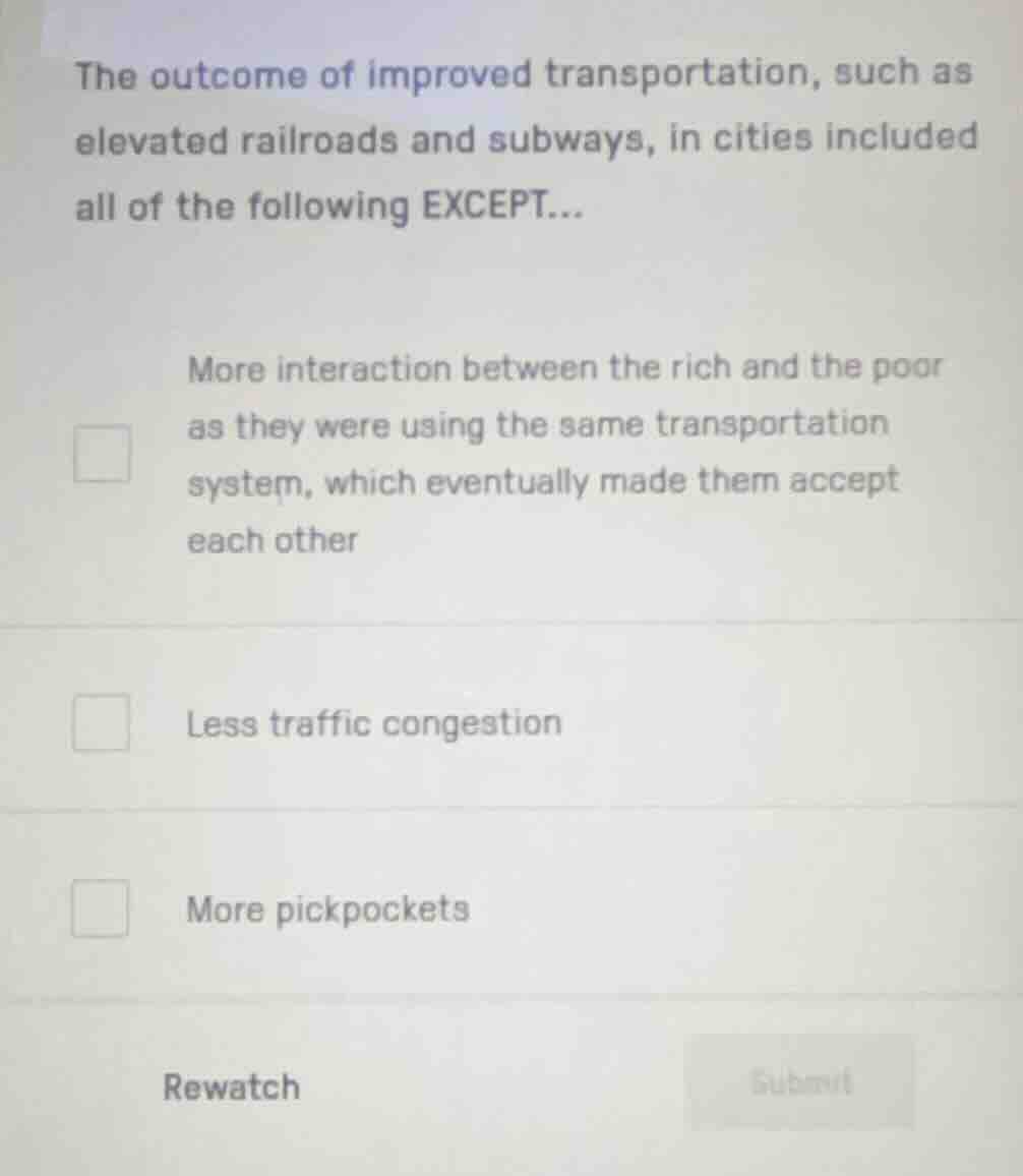 the outcome of improved transportation, such as elevated railroads and …