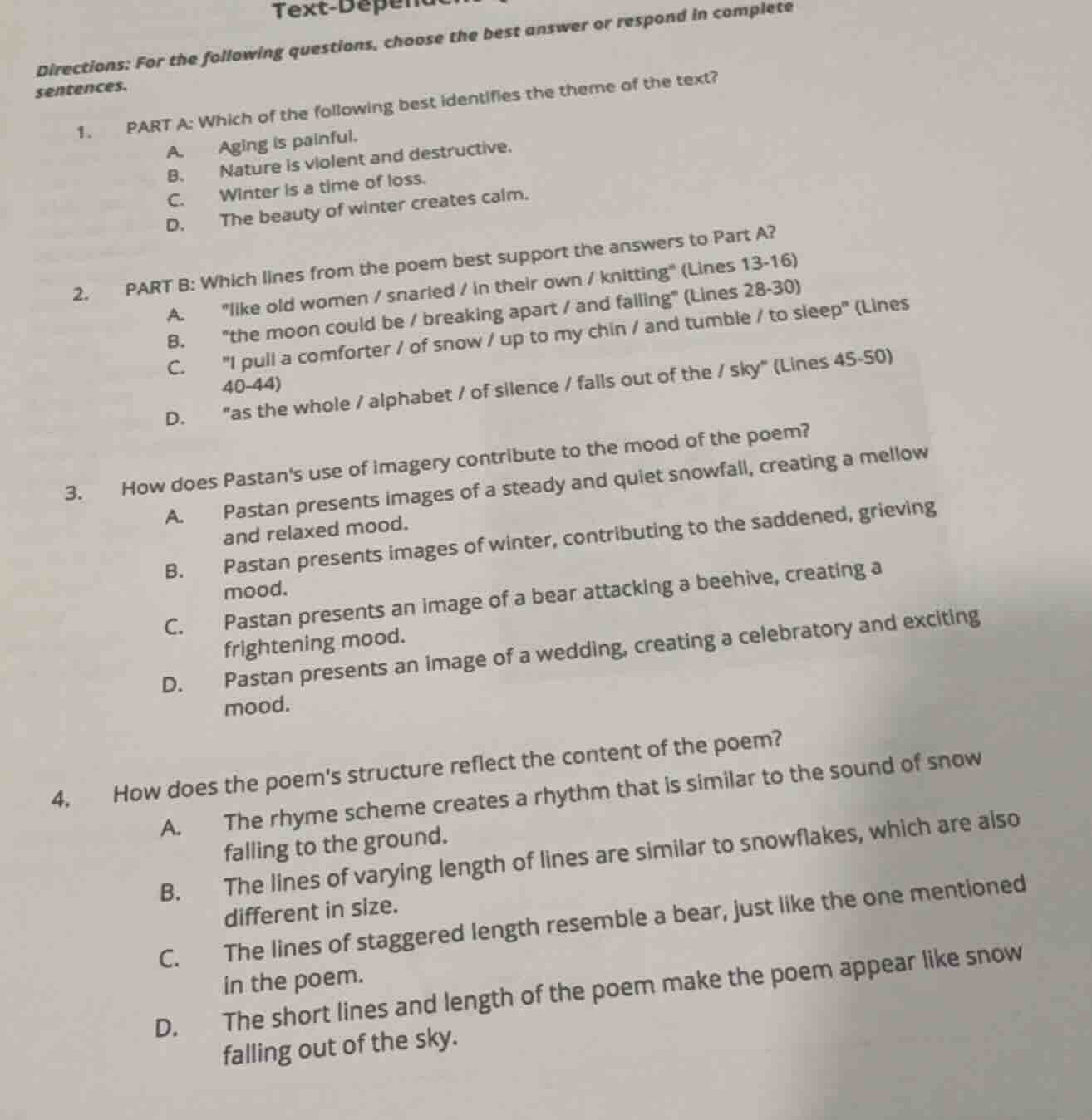 directions: for the following questions, choose the best answer or resp…