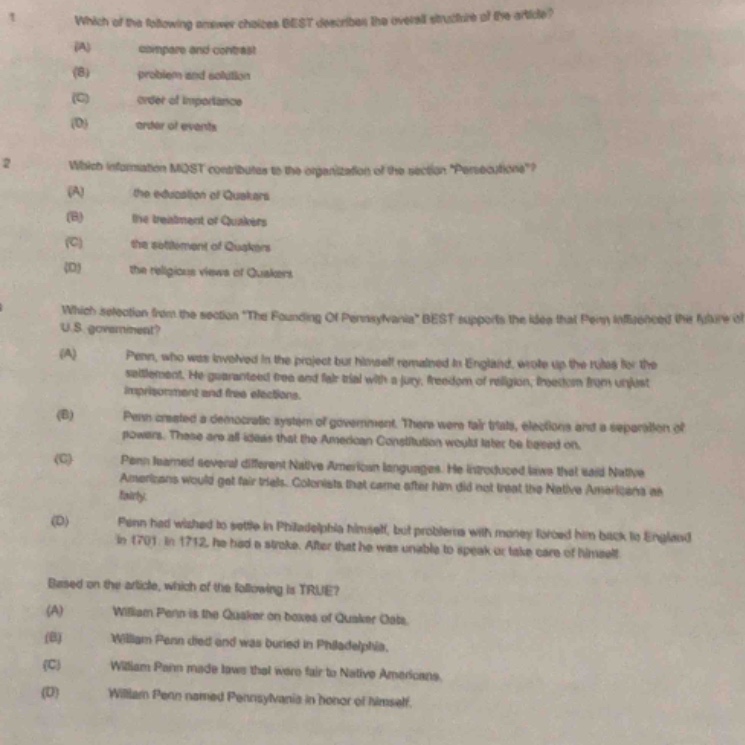 1 which of the following answer choices best describes the overall stru…