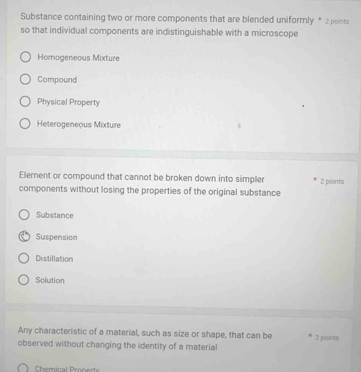 substance containing two or more components that are blended uniformly …