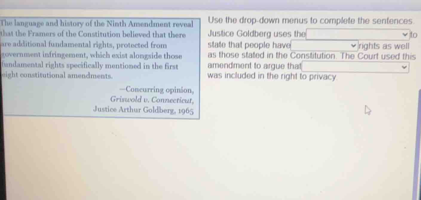 the language and history of the ninth amendment reveal that the framers…