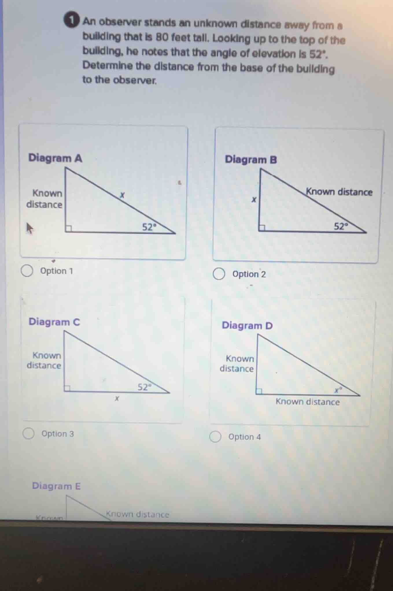 1 an observer stands an unknown distance away from a building that is 8…