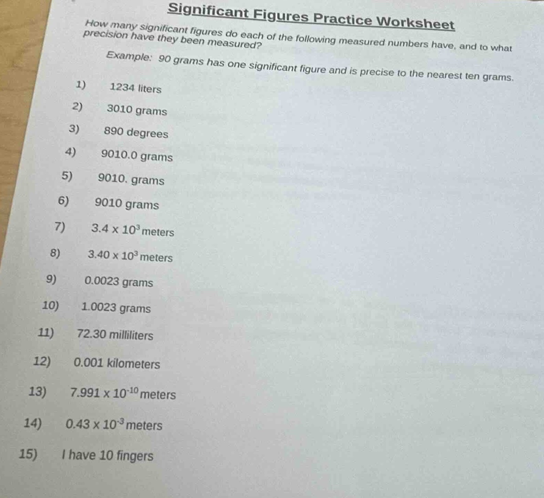 significant figures practice worksheet how many significant figures do …