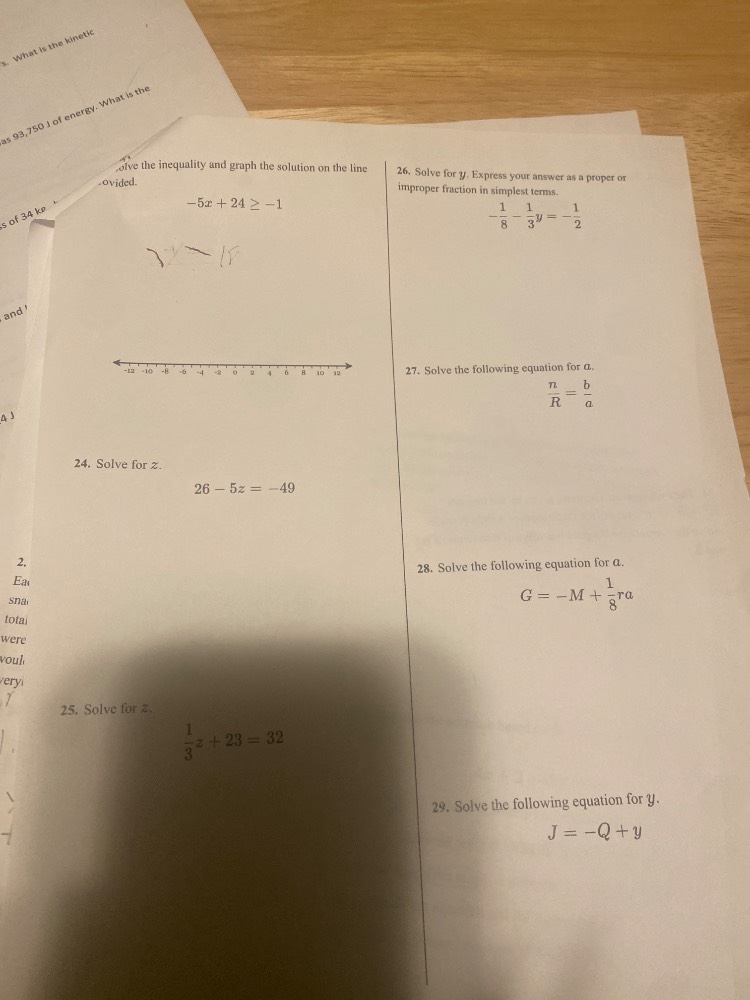 olve the inequality and graph the solution on the line ovided. $-5x + 2…