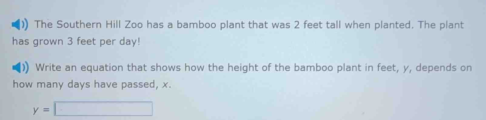 the southern hill zoo has a bamboo plant that was 2 feet tall when plan…