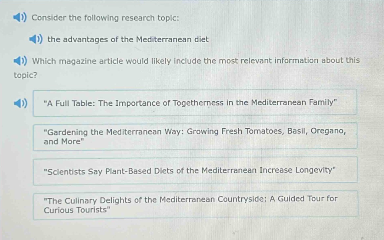 consider the following research topic: the advantages of the mediterran…