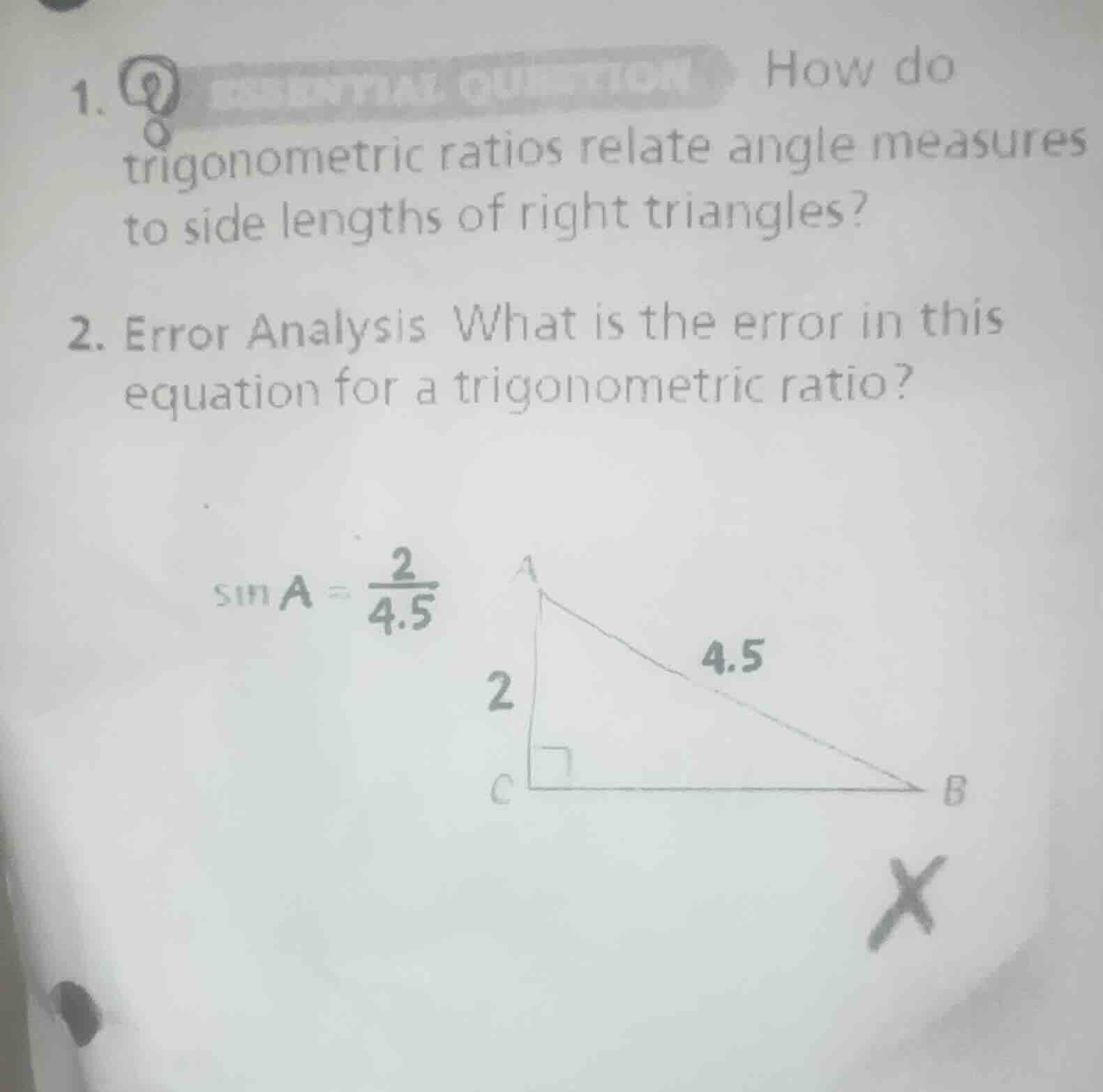 1. how do trigonometric ratios relate angle measures to side lengths of…