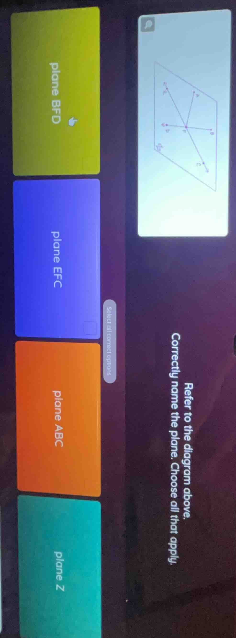 refer to the diagram above. correctly name the plane. choose all that a…