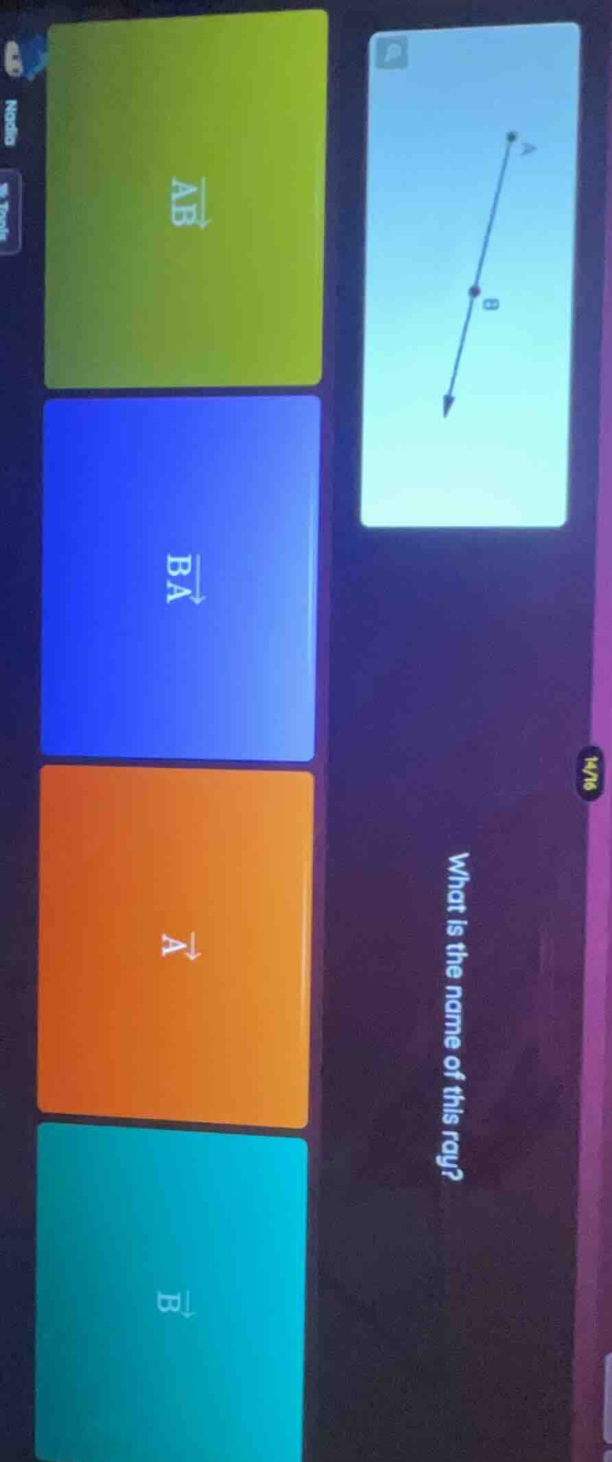 what is the name of this ray? options: (overrightarrow{ab}), (overright…