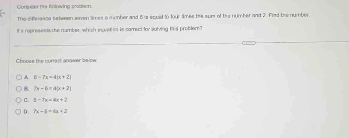 consider the following problem. the difference between seven times a nu…