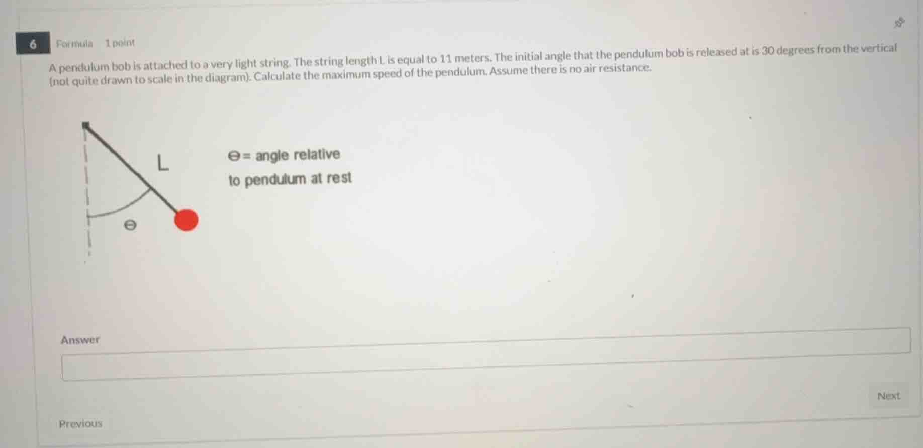 6 formula 1 point a pendulum bob is attached to a very light string. th…