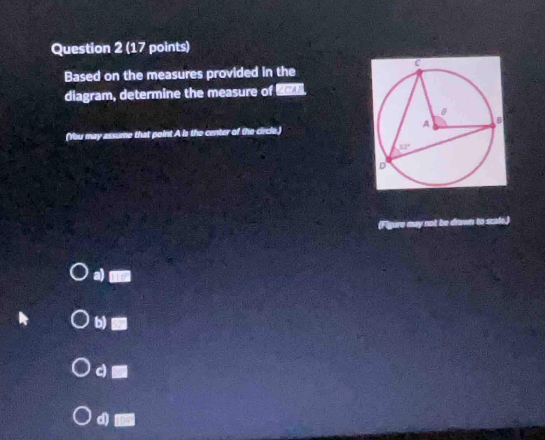 question 2 (17 points) based on the measures provided in the diagram, d…