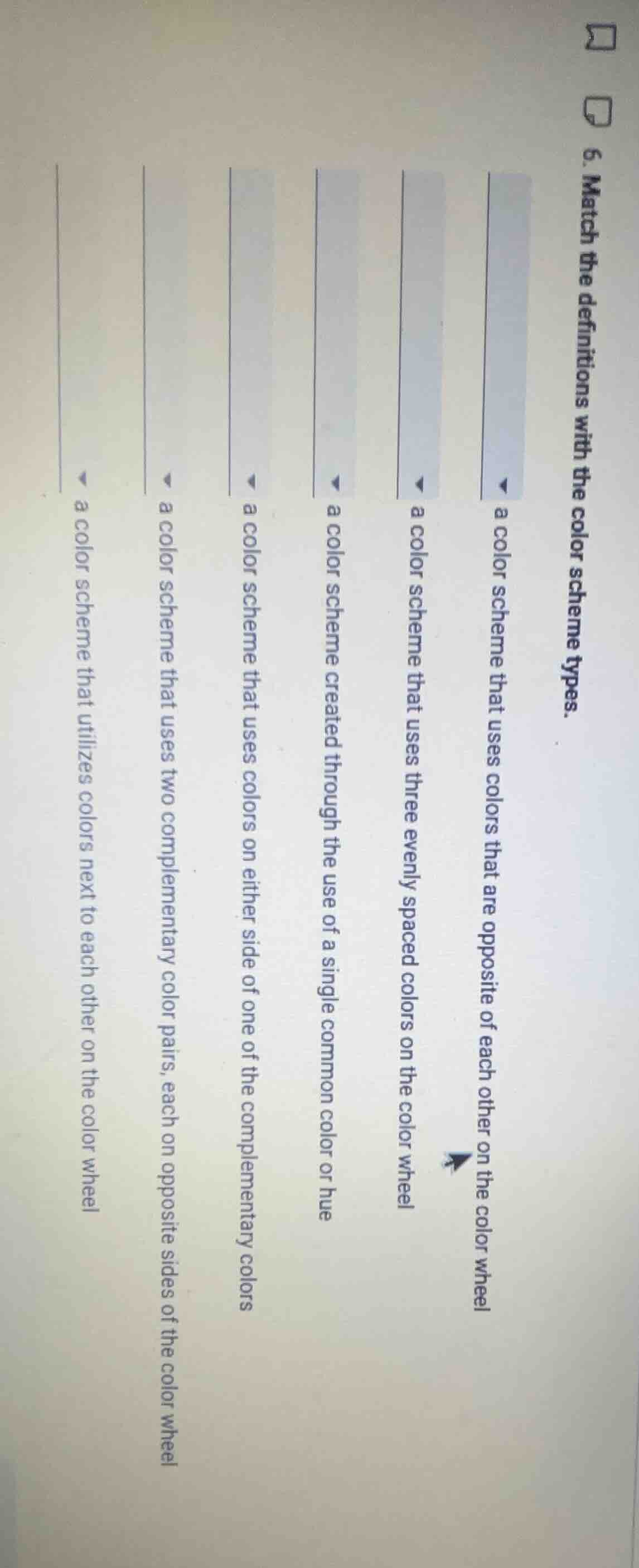 6. match the definitions with the color scheme types. - a color scheme …