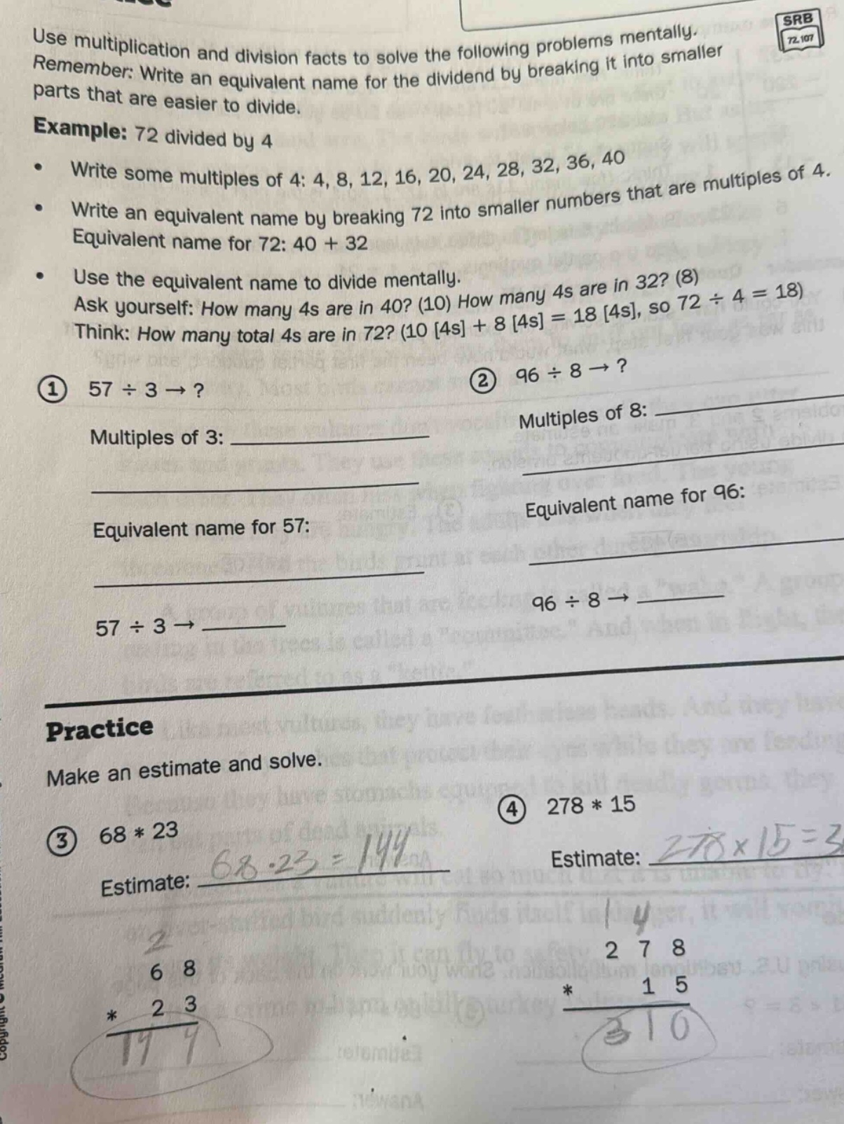 use multiplication and division facts to solve the following problems m…