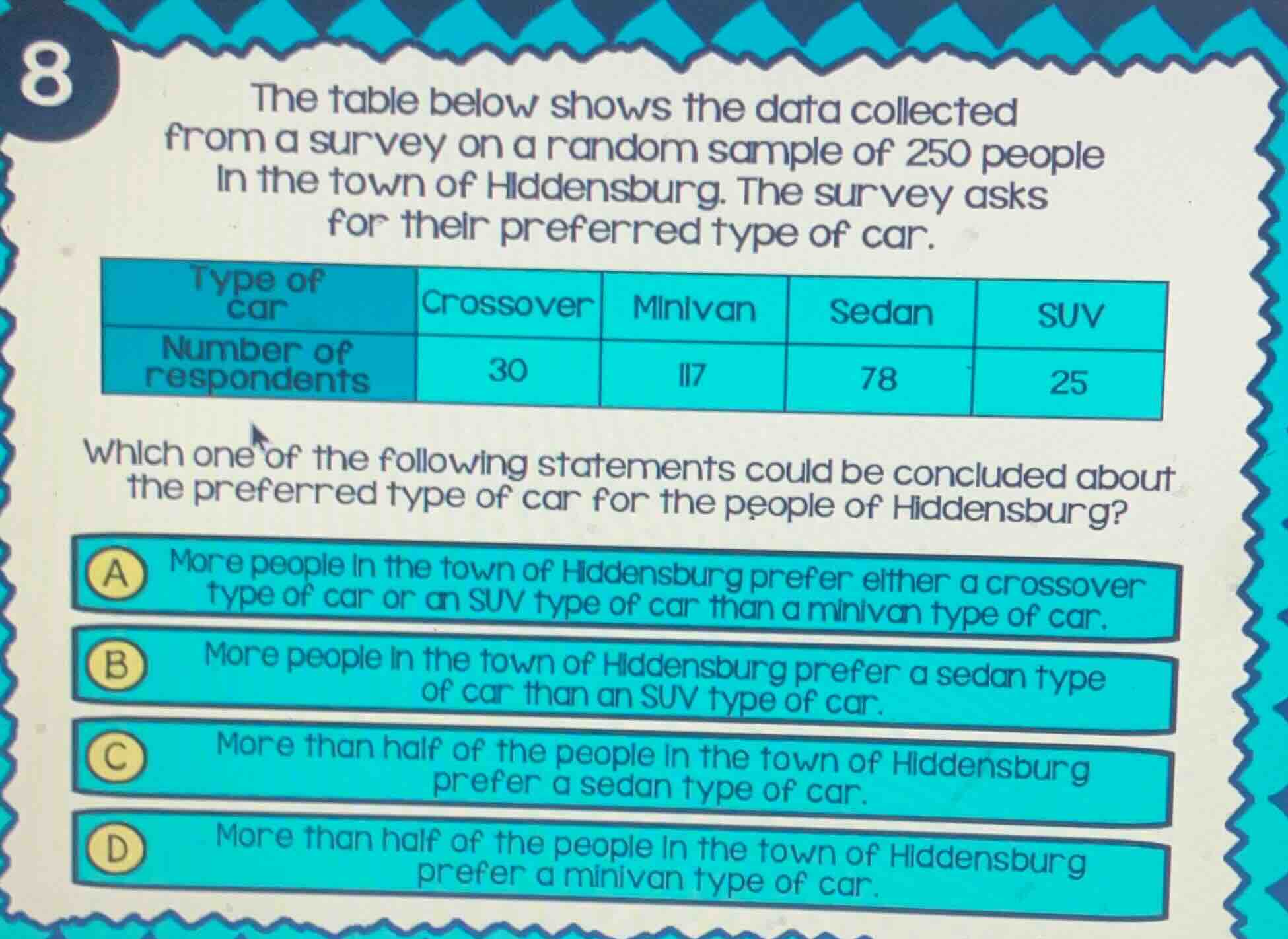 the table below shows the data collected from a survey on a random samp…
