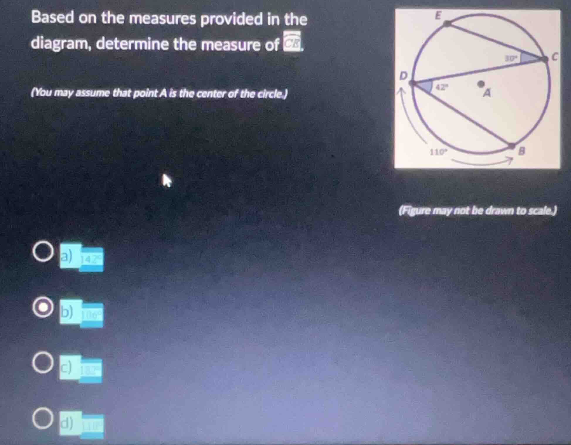 based on the measures provided in the diagram, determine the measure of…
