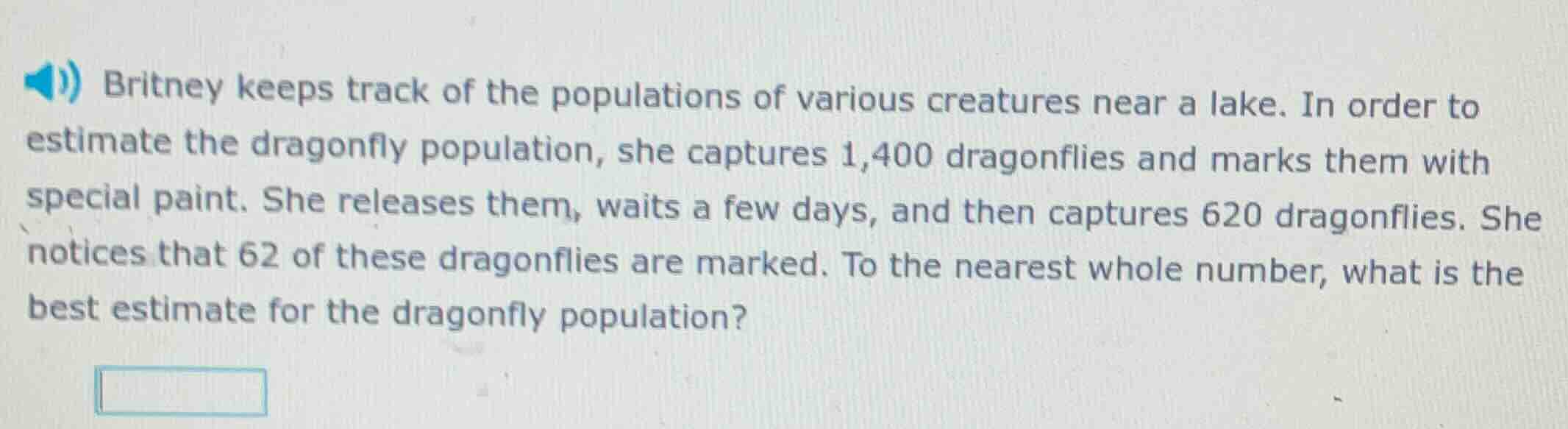 britney keeps track of the populations of various creatures near a lake…