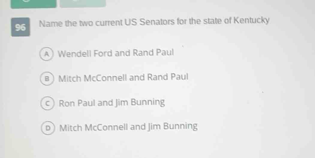 96 name the two current us senators for the state of kentucky a wendell…