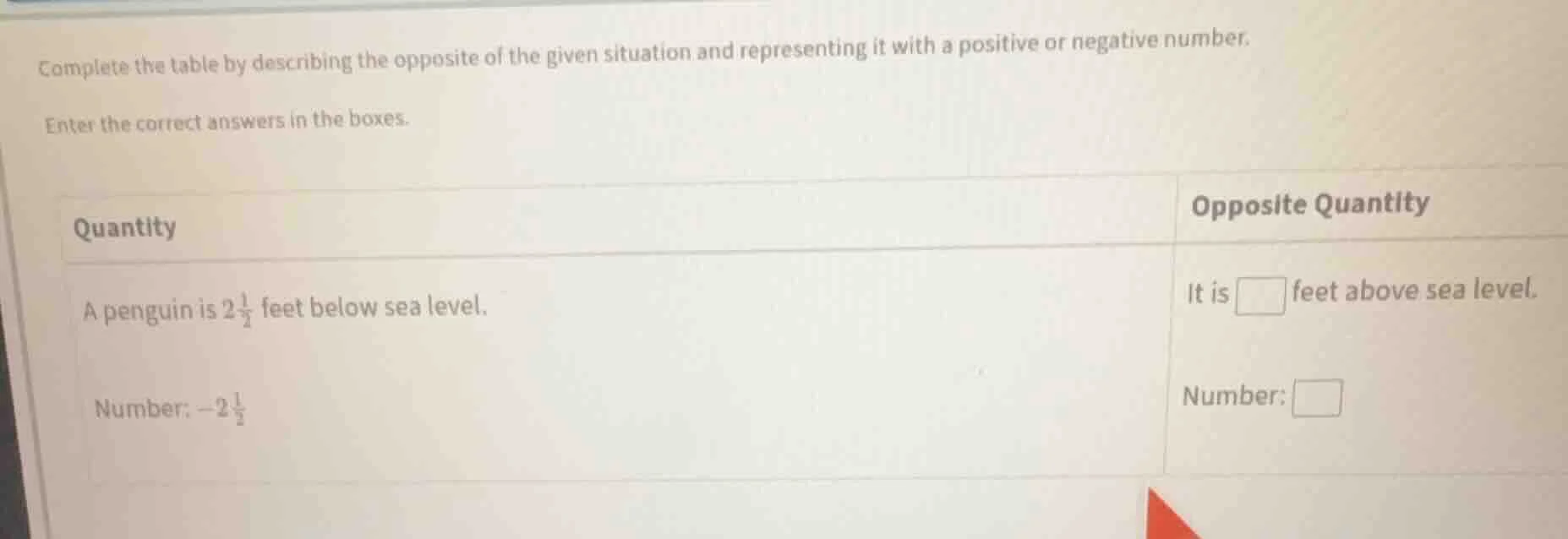 complete the table by describing the opposite of the given situation an…