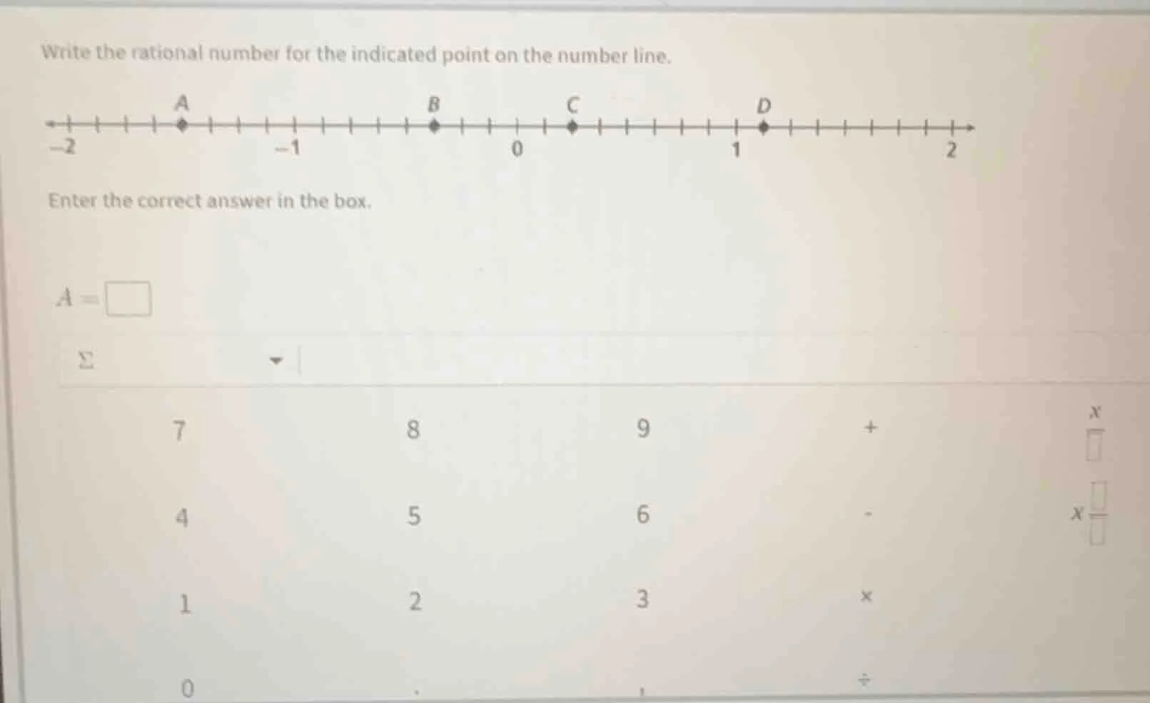 write the rational number for the indicated point on the number line. a…