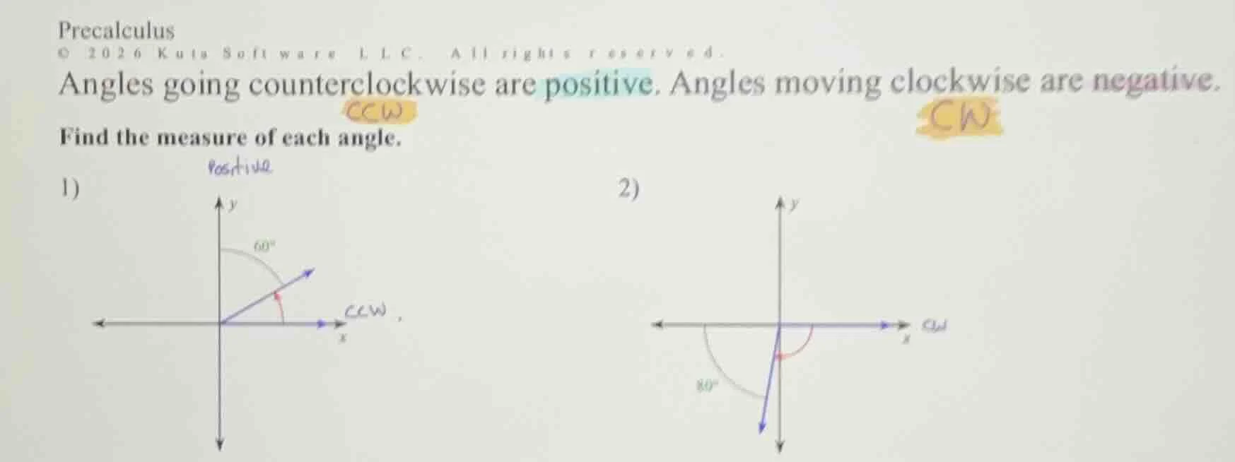 precalculus © 2026 kuta software llc. all rights reserved. angles going…