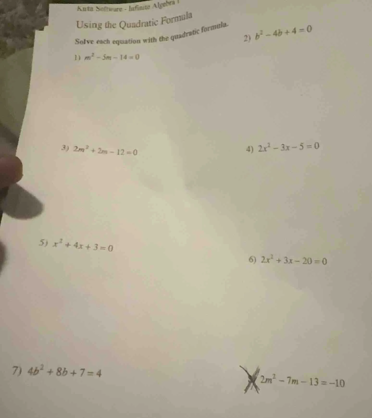 kuta software - infinite algebra 1 using the quadratic formula solve ea…