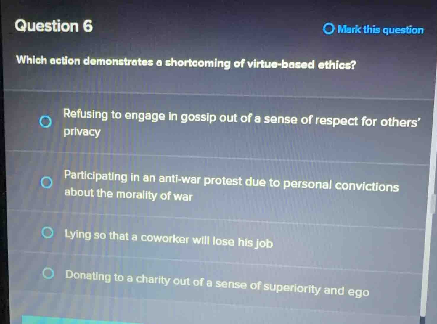 question 6 mark this question which action demonstrates a shortcoming o…