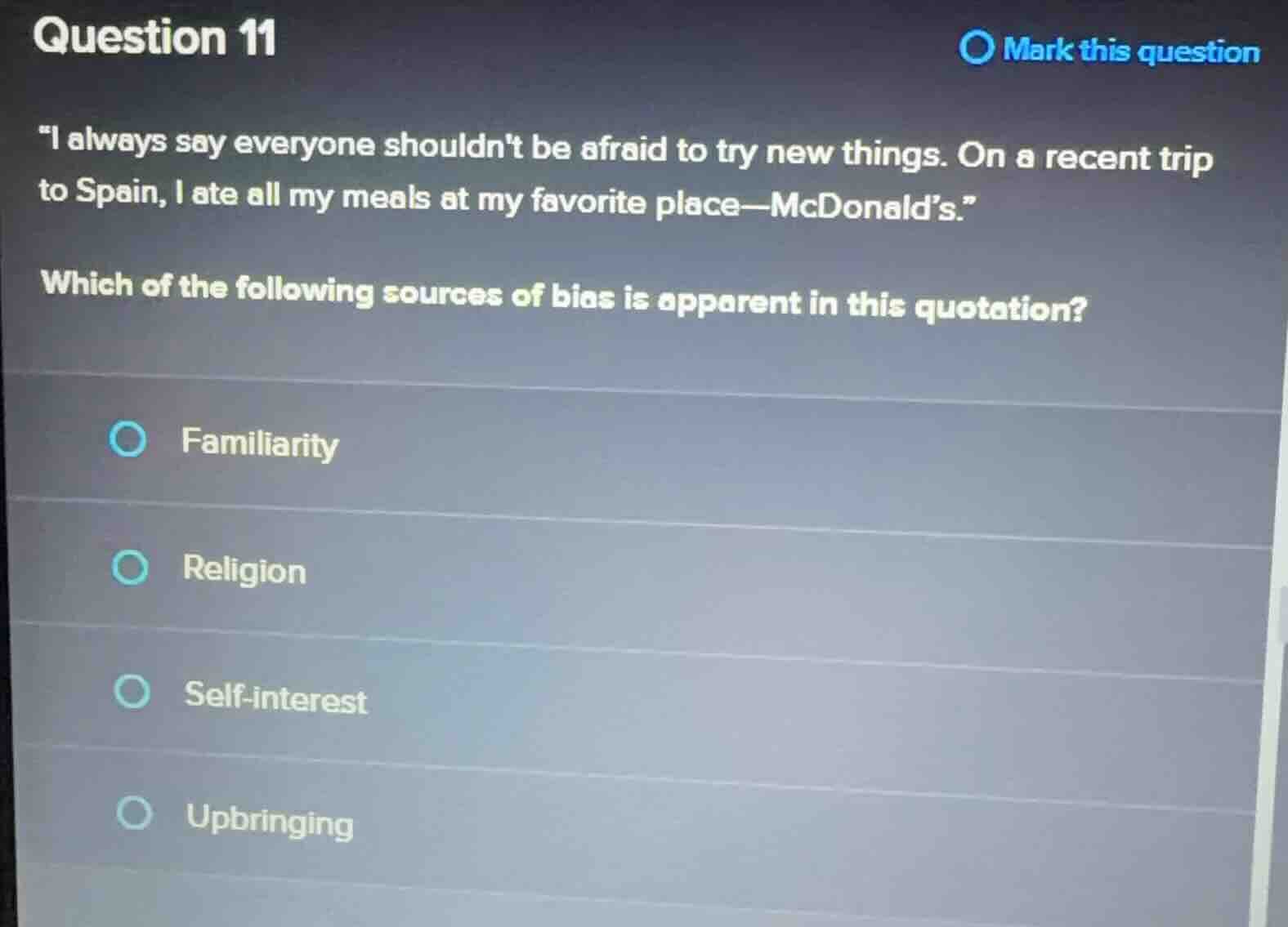 question 11 \i always say everyone shouldnt be afraid to try new things…