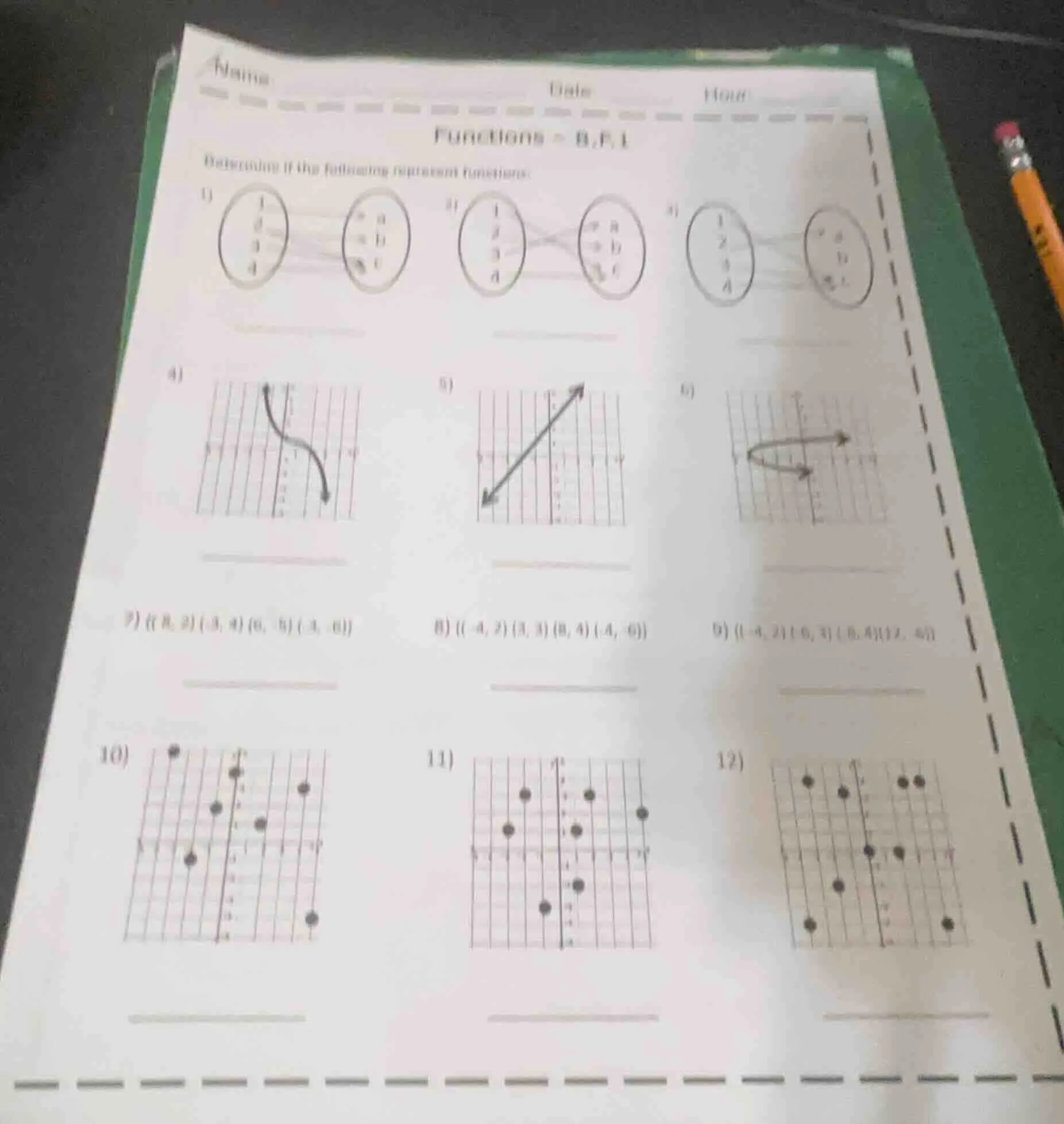 name date hour functions - 1 determine if the following represent funct…
