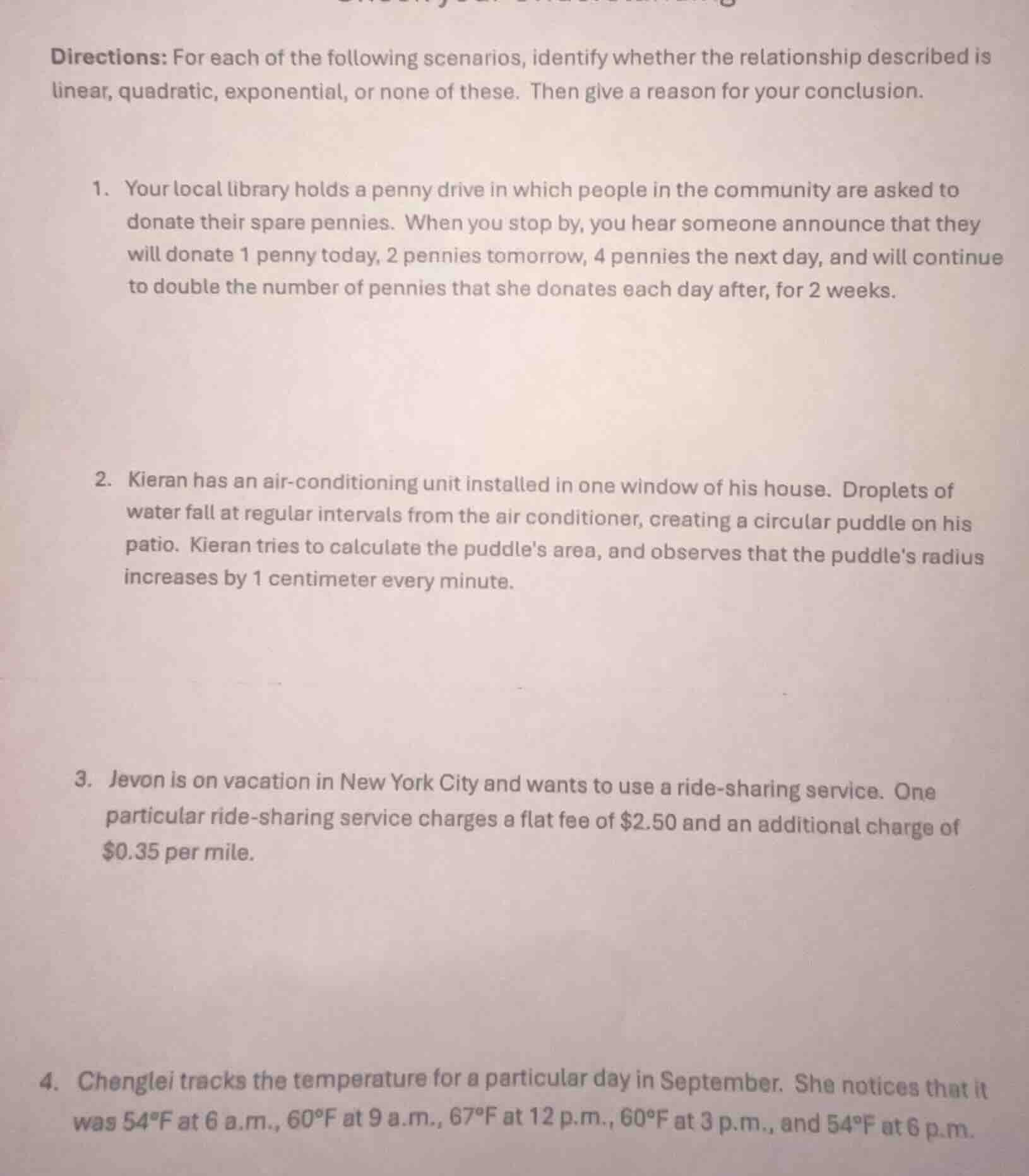 directions: for each of the following scenarios, identify whether the r…