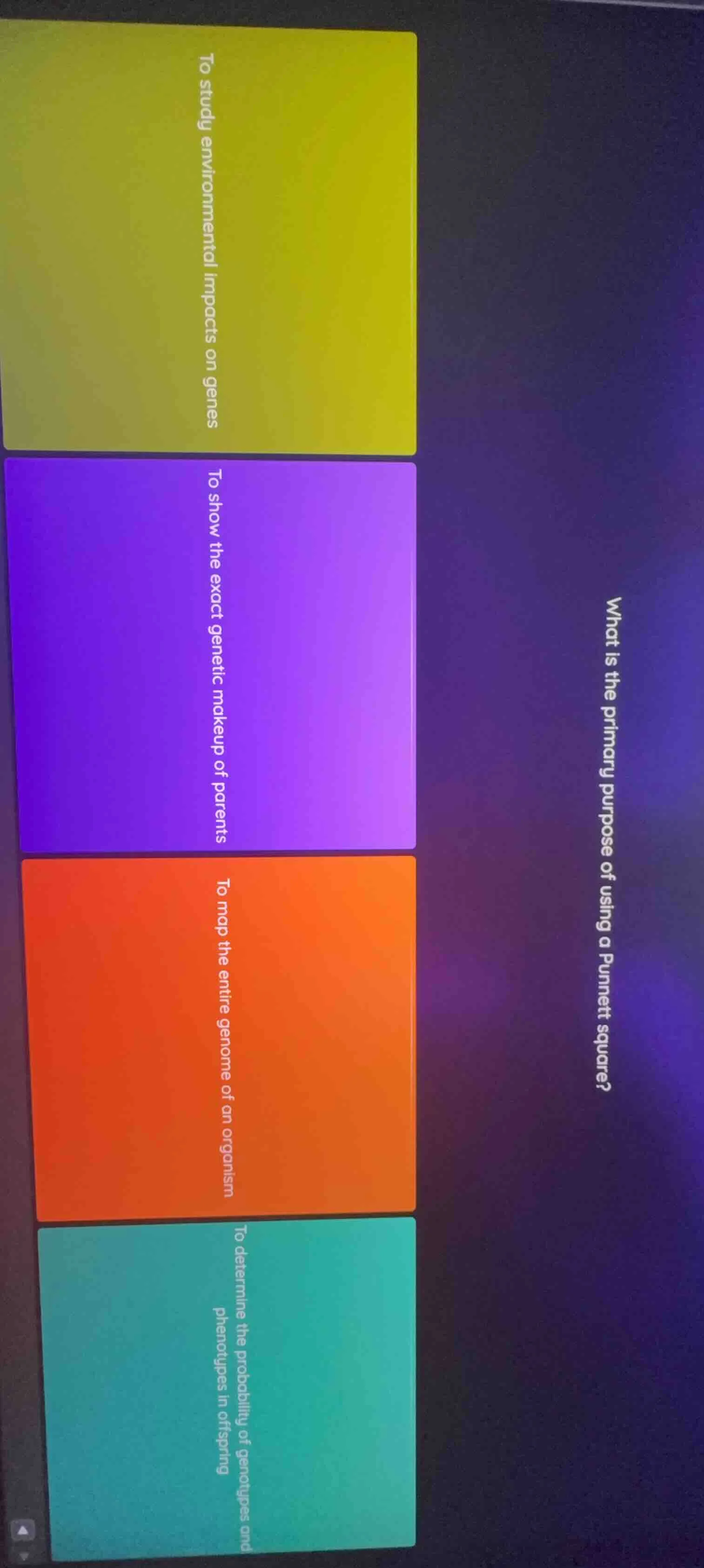 what is the primary purpose of using a punnett square? to study environ…