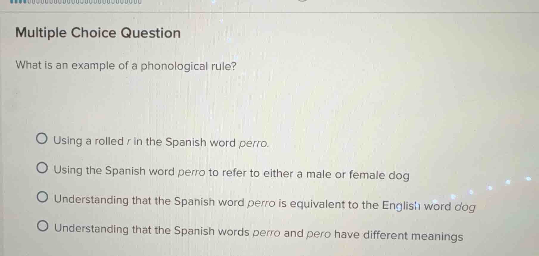 multiple choice question what is an example of a phonological rule? usi…
